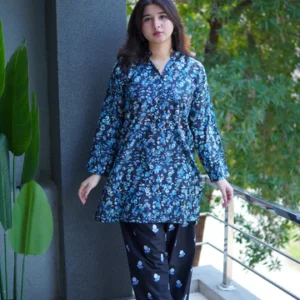 2 Pc - Embroided Farshi Shalwar With printed Shirt - 005