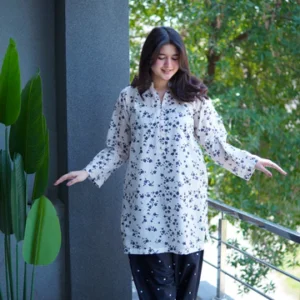 2 Pc - Embroided Farshi Shalwar With printed Shirt - 008